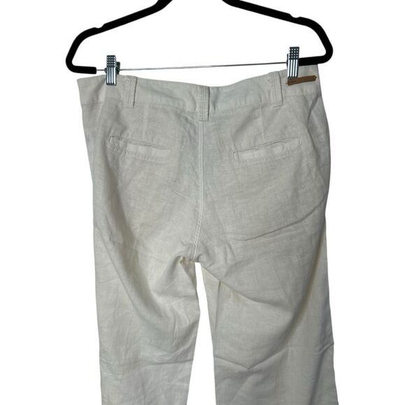 Pilcro and The Letterpress Anthropologie White Wide Leg Linen Pants Sz 6 Classic - Picture 7 of 9